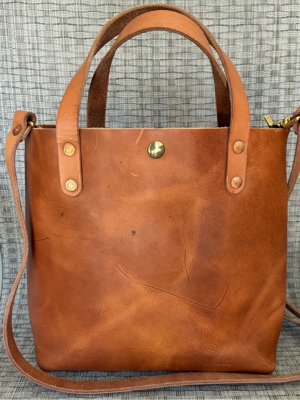 KMM Horween Natural Dublin Mini Tote with crossbody strap